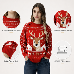 Custom Unisex Christmas Sweater Big Reindeer Snowflake Fair Isle Men <strong>Women</strong> Knit Neutral Holiday Party Ugly <strong>Xmas</strong> <strong>Jumper</strong> - Product Image 4
