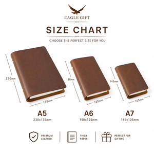 A5 Thread Sewing Spiral Bound Leather Cover Magnetic Closure Promotional Use Retro Handmade Customized Loose-Leaf <b>Notebook</b> 100 - Product Image 1