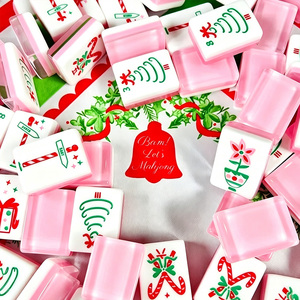 Jeu de tuiles de mahjong américaines en acrylique rose personnalisé, style portable sur mesure pour 4 joueurs avec motifs Joker et Dragon - Product Image 5