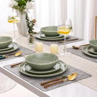 Service de table de luxe en porcelaine européenne haut de gamme, 18 pièces, assiettes et bols en céramique solide, vaisselle pour la maison