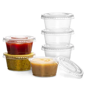 Bedrukt 0.75 Oz 1Oz 1.5Oz 2Oz 3Oz 4Oz 5 Oz 5.5Oz 6Ozpp wegwerp Clear Saus Souffle Portie Cups Met Deksels