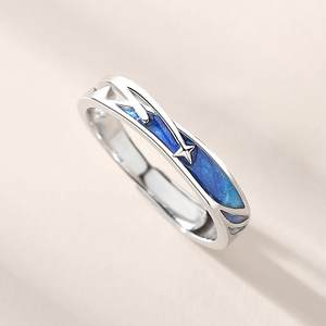 Anello di coppia romantica di moda 925 anello di meteorite in zirconio cubico in argento Sterling - Product Image 3