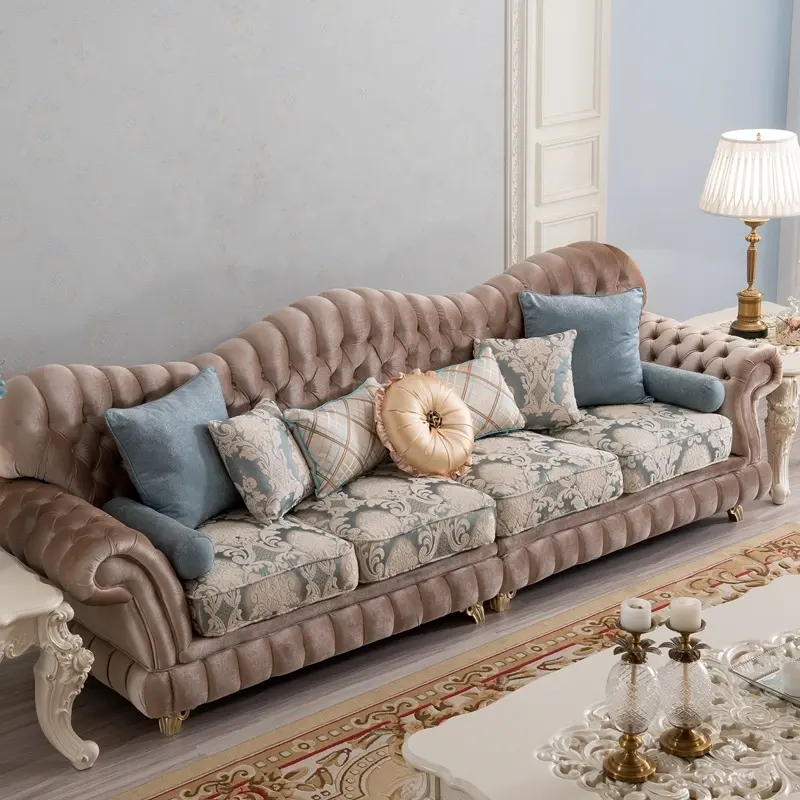 Italienische Möbel Luxus Wohnzimmer Sofa moderne luxuriöse Möbel Stoff Sofa setzt Samt Chesterfield Sofa klassischen Stoff