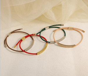 أساور صداقة من الفولاذ المقاوم للصدأ مع حروف روحانية، أساور مجدولة للنساء، هدايا - Product Image 2