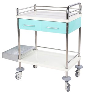 Red Star Medical Treatment Cart 2 Layers Stainless Steel Double Drawer Instrument <b>Trolley</b> For Hospital Use - Product Image 1