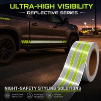 Autocollants en vinyle réfléchissants personnalisés pour voiture, imperméables, bandes de course, décalcomanies latérales pour carrosserie, haute réflectivité nocturne