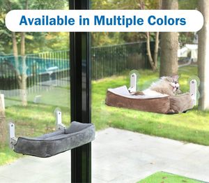 Perchoir de fenêtre pour <span class=keywords><strong>chat</strong></span>, hamac sans fil, siège de lit ensoleillé, étagère de seuil de fenêtre pour chats d'intérieur, petite chaise longue pliable avec 4 Su - Product Image 2