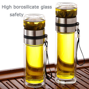 <span class=keywords><strong>13</strong></span> OZ đôi chai nước thủy tinh với trà dốc 368.5G cách nhiệt trực tiếp nước uống tách nước sôi áp dụng - Product Image 2