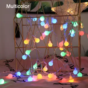 ضوء ستارة ليد شمسي خارجي لعيد الميلاد الكريسماس مع كرة بلاستيكية صغيرة متعددة الألوان سلسلة إضاءة ليد داخلية