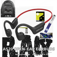 Earbud Nirkabel AS20 In-Ear untuk Olahraga, Tahan Air IPX5, Headset LED 5.2, Konduksi Tulang, Tetap Terhubung, ENC, Sentuh
