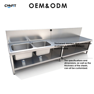 Fregadero de Acero Inoxidable 201/304 Personalizado <span class=keywords><strong>CFT</strong></span> para Hoteles, Restaurantes y Comercios, Certificado por NSF, Resistente a la Corrosión y Antideslizante - Product Image 2