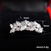 Marquise CZ Buğday Başaklı Küme Yüzük, Kadınlar için, 5mm, Beyaz Altın Kaplama Pirinç Zeytin Dalı Figürlü Yüzük