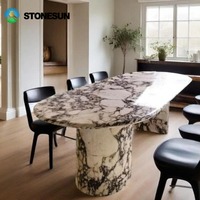 Table à manger en marbre Calacatta Violet poli de luxe StoneSun personnalisable, trouver un article similaire, pour table basse d'intérieur