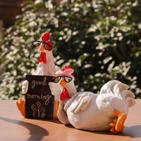 Statue décorative populaire de coq et de poule du matin, artisanat en résine d'animaux amusants, ornements en résine, décoration d'intérieur