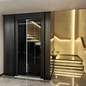 Lift Rumah Modern Stainless Steel dengan Traksi/Hidrolik, Lift Hunian Mewah dengan PVC untuk Villa dan Apartemen - Product Image 2