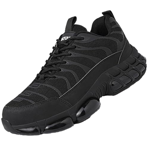 รองเท้าเซฟตี้หัวเหล็กน้ำหนักเบาสวมใส่สบายสำหรับการทำงานป้องกันการกระแทกแบบเจาะหนังสังเคราะห์วัสดุส่วนบนสำหรับฤดูใบไม้ร่วง - Product Image 1