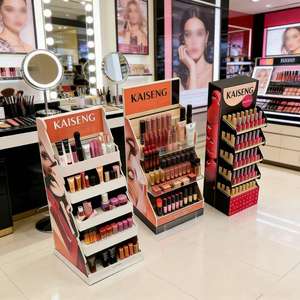 लकड़ी कॉस्मेटिक डिस्प्ले गोंडोला मेकअप डिस्प्ले स्टैंड त्वचा प्रदर्शित करता है, दुकान नाखून पॉलिश डिस्प्ले स्टैंड के लिए मस्करा डिस्प्ले स्टैंड - Product Image 3