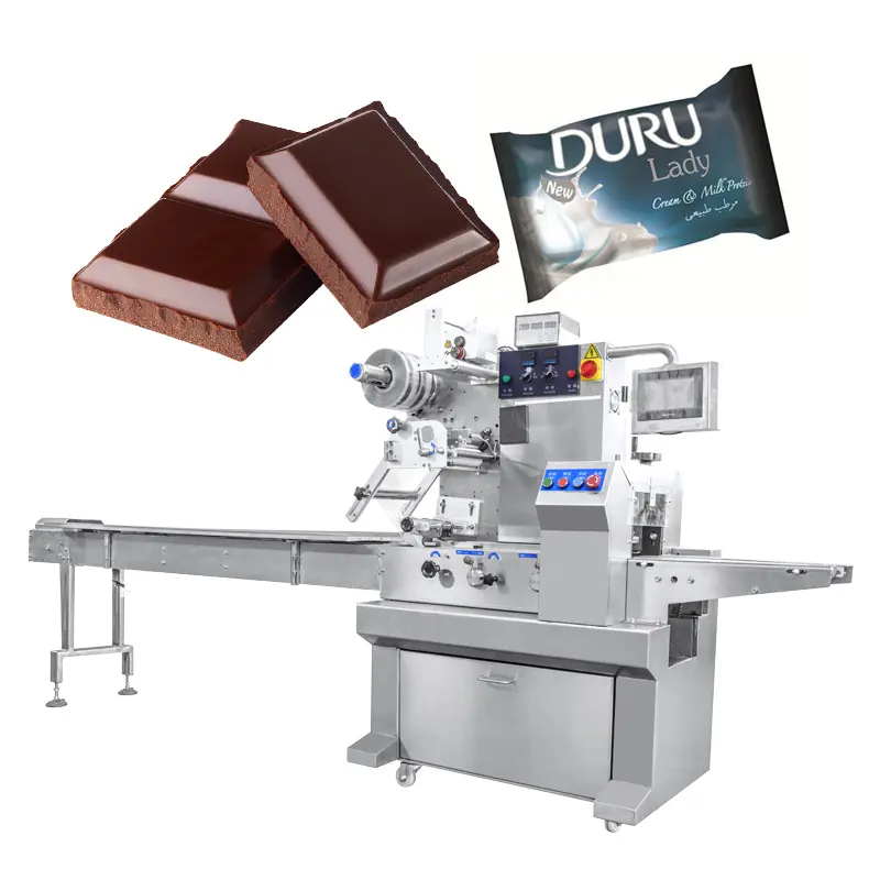 Multifunction के स्वत: प्रवाह सैंडविच चॉकलेट गोलियाँ छड़ी चॉकलेट गोलियाँ Flowpack पैकिंग मशीन