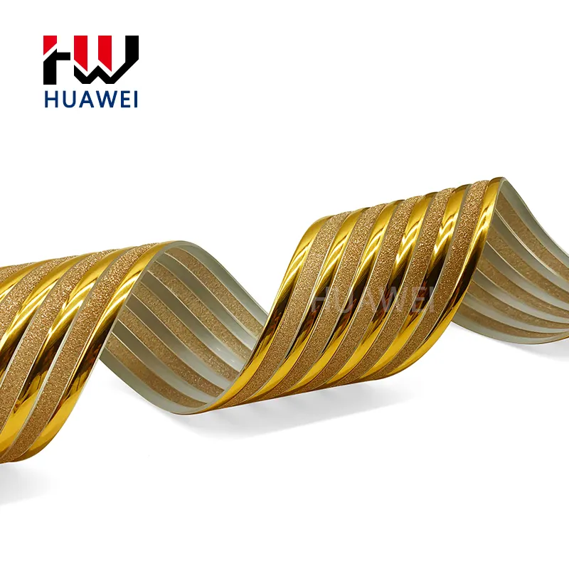 HUAWEI家具使用エッジストリップPVC装飾ソフトビューティーゴールドストリッププラスチックエッジトリミングフレキシブルPVCエッジバンディング