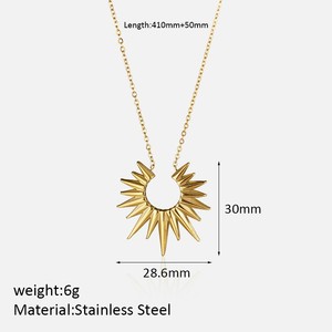 Collar Personalizado de Fábrica con Colgante de Sol, Luna y Estrellas, Hexagrama, para Mujer, <span class=keywords><strong>Islam</strong></span>, Acero Inoxidable Chapado en Oro de 18K, Collar con Estrella del Norte - Product Image 4