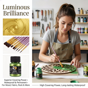 Juego de Pintura Acrílica Metálica Premium de 24 Colores y 35g, Colorante Brillante Impermeable y No Tóxico <span class=keywords><strong>para</strong></span> Manualidades Infantiles y Proyectos Escolares - Product Image 4
