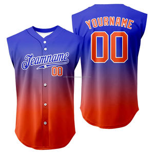 Camiseta de béisbol degradada sin mangas personalizada, sudadera de entrenamiento, uniforme de Club, chaleco con botones completos, estilo Hip Hop, ropa deportiva de softball - Product Image 4