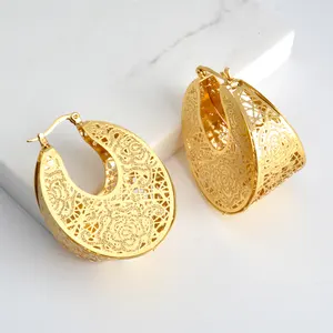 ZEADear Jewelry Copper Hoop Large Style Earrings Gold Color Hollow For Women Lady High Quality Anniversary Gift