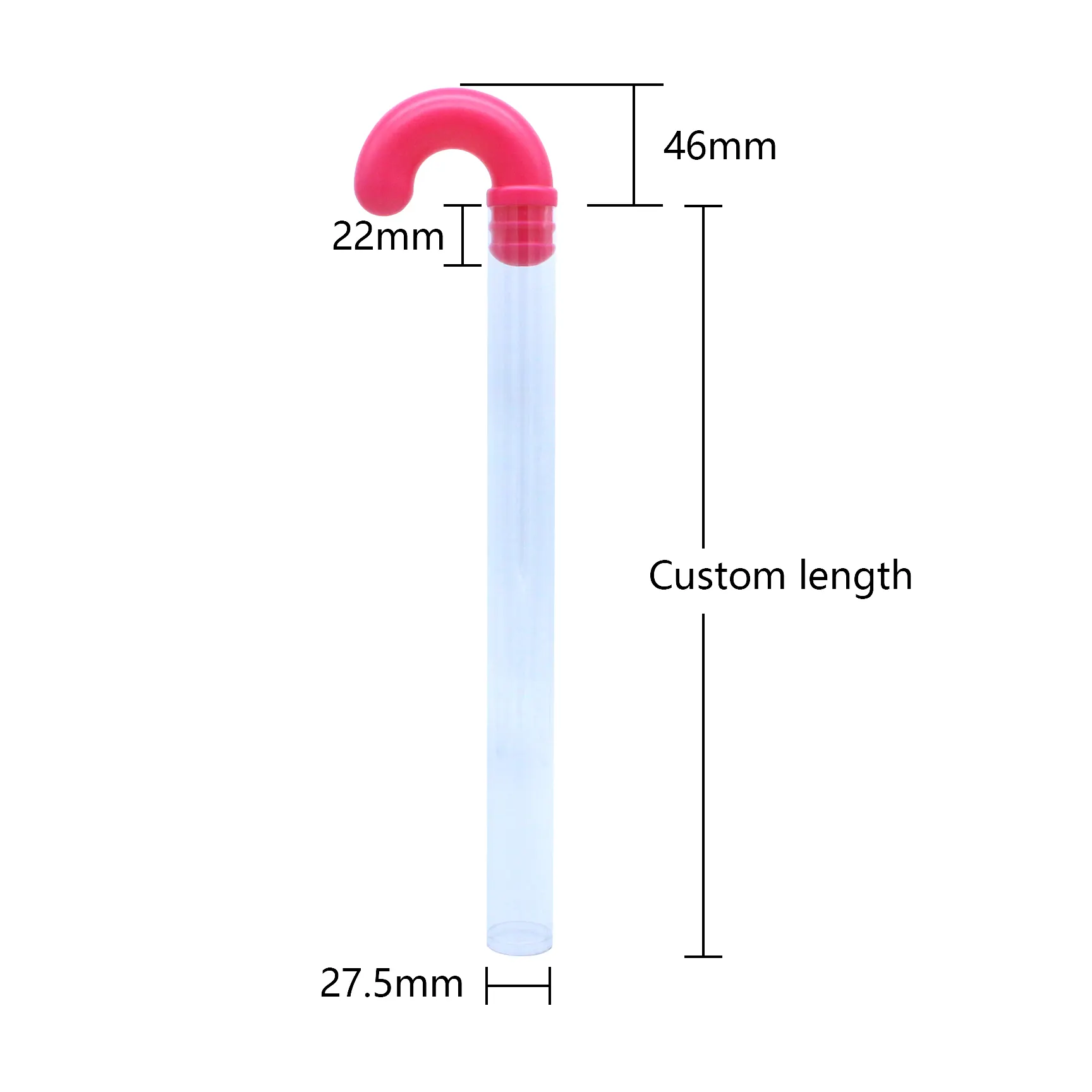 Diameter 27.5mm Christmas holiday clear plastic candy cane Empty plastic candy cane with top