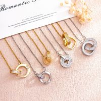 Collier double anneau en zircon fin, plaqué or véritable sur cuivre, avec chaînes en bambou, accessoires sportifs pour femme, ensemble cadeau tendance