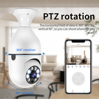 Caméra vidéo Ampoule 1080P Système de caméra de sécurité avec 2.4GHz WiFi 360 degrés Caméras de surveillance à domicile panoramiques sans fil