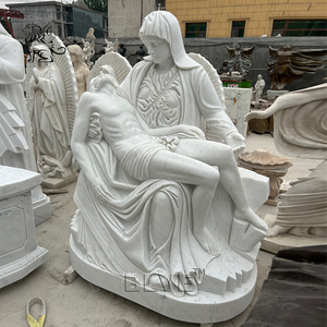 BLVE escultura de Pieta religiosa al aire libre tallada a mano estatua de mármol de tamaño real luto Cristo Jesús María decoración de Iglesia Natural - Product Image 2