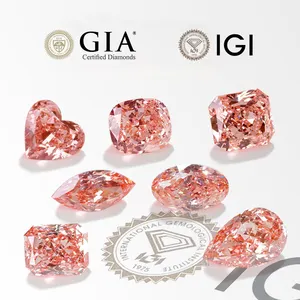 GIA IGI berlian Lab merah muda bersertifikat CVD HPHT 1 karat Oval pir H VVS1 VVS2 batu longgar berlian alami 4 karat perhiasan kustom