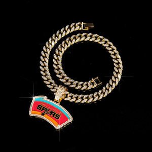 Collar Cubano con Emblema de la Liga de Hockey al por Mayor, Collar de los Campeones de los San Antonio Spurs, Colgante Icy para Joyería Unisex - Product Image 6