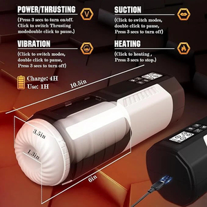 ของเล่นทางเพศสำหรับผู้ชาย เครื่องช่วยสำเร็จความใคร่ชายแบบสั่นพร้อมระบบดูดและทำความร้อน ขยายได้ มีหน้าจอ LCD แสดงผล - Product Image 4
