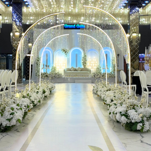 SMOOTH Wedding Reception Stage Backdrop Aisle Decoration Backdrop Led Light Hanging Crystal <b>Beads</b> <b>Curtain</b> Metal Arch Stand - Product Image 6