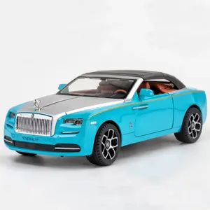 Diecast 1:24 Alloy model 1:24 Rolls Royce Dawn convertible Pullback toy car with sound and light model decoration collection