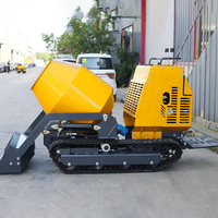 Mini-bétonnière sur chenilles entièrement hydraulique avec moteur diesel KUBOTA, chargeur frontal et petit benne basculante pour usage domestique
