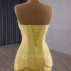 Robe de soirée de luxe jaune, coupe cœur, avec fleurs 3D, dos lacé, sexy, fourreau, ajustement personnalisable pour femme Rsm251074 - Product Image 5