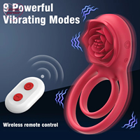 Vibrateur télécommandé en forme de rose pour massage testiculaire et prostatique masculin, anneau vibrant en métal lourd pour l'éjaculation et l'agrandissement du pénis