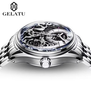 Montre mécanique automatique GELATU Dragon gravé pour homme, en acier inoxydable, étanche, de luxe, haute qualité, avec aiguilles - Product Image 6