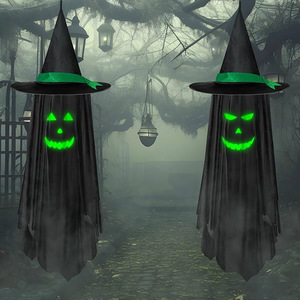 Nuevo Adorno Luminoso de Halloween con Forma de Sombrero de Mago Fantasma, Decoración Colgante para Exteriores - Product Image 4