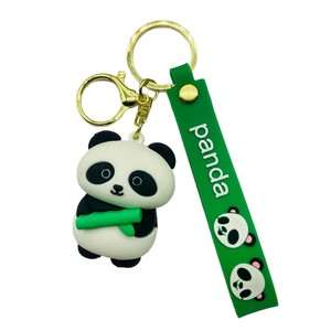 Llaveros de goma suave 3D personalizados, lindos llaveros de PVC de dibujos animados, llavero de muñeca de Panda de animación diseñado en fábrica, producto nuevo y único - Product Image 6