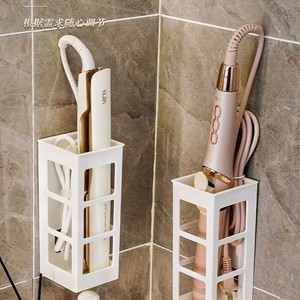 Étagère de rangement murale en plastique blanc rectangulaire pour outils de coiffure, étagère de salle de bain, aucun perçage requis - Product Image 2