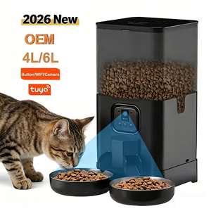 Automatische kattenvoeder met camera, 2026 Nieuwe 4L/6L OEM dubbele bakken, TUYA APP slimme huisdierenvoeder, roestvrijstalen bak voor meerdere honden en katten - Product Image 1