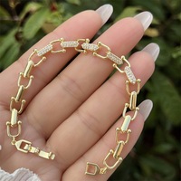 Bijoux pour femmes, plaqué cuivre, or 18 carats, incrustation en forme de zircon, bracelet pour femmes de style simple fait à la main, réglable