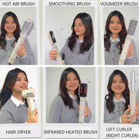 Nouveau multi-styler avec étui en cuir, fer à friser, lisseur, sèche-cheveux professionnel 1600W, outil multi-styler 7 en 1