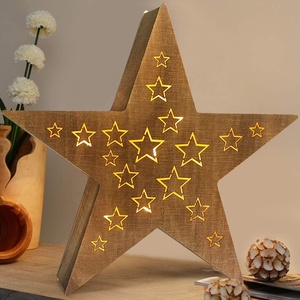 14 "ตกแต่งแบตเตอรี่ดำเนินการ Rustic Led Light ไม้ Star Sign สำหรับวันประกาศอิสรภาพตกแต่ง - Product Image 1