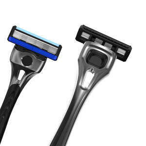 Afeitadora personalizada <span class=keywords><strong>para</strong></span> hombres Maquinilla de afeitar desechable en seco o húmedo con acero inoxidable azul en Shanghai <span class=keywords><strong>Amazon</strong></span> Exclusive - Product Image 2