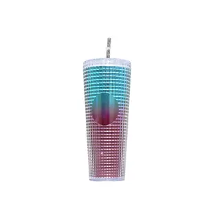 Top Seller Eco-friendly Matte Tumbler Water Bottle Bulk Colorful Glitter Studded Mugs With Straws