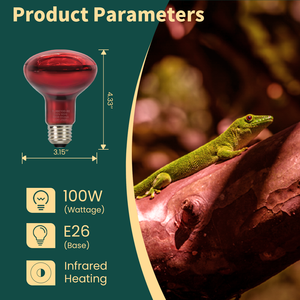 Lámpara de Calor Infrarroja para Mascotas, Bombilla de Vidrio con Base E26, Ahorro de Energía, 100W, a Prueba de Explosiones, Luz de Calor para Reptiles, Tortugas y Geckos, Entrega Rápida - Product Image 3